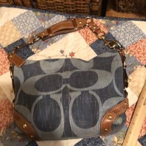 Vintage Coach bag denim look w/leather